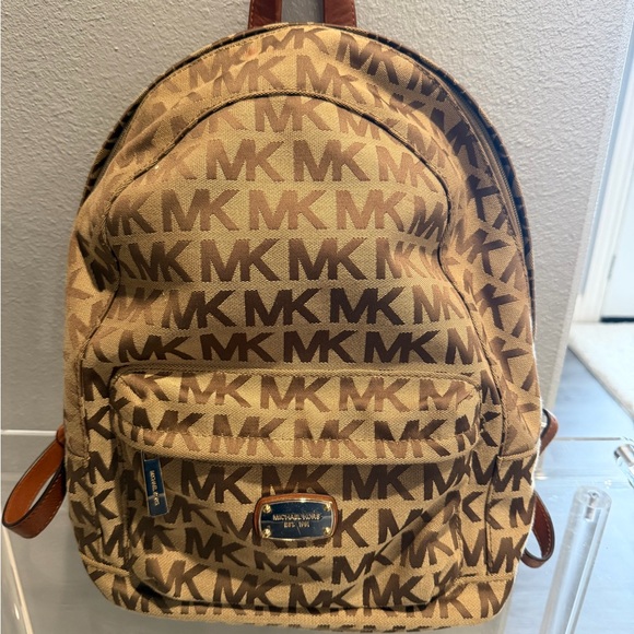 Michael Kors Other - Michael Kors Brown Tan MK Logo Backpack